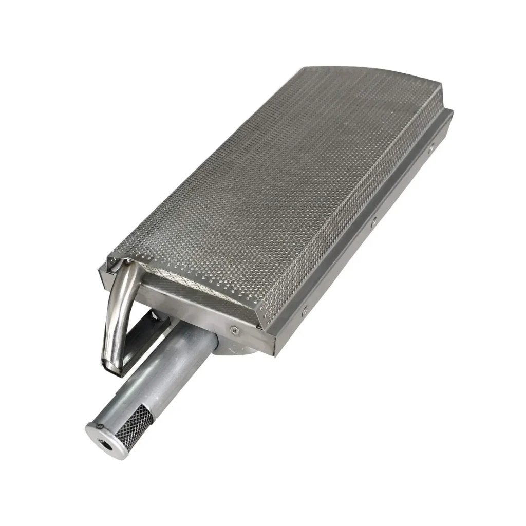 Componente de um queimador infravermelho para churrasqueira a gás, mostrando a tecnologia para selar carnes rapidamente.